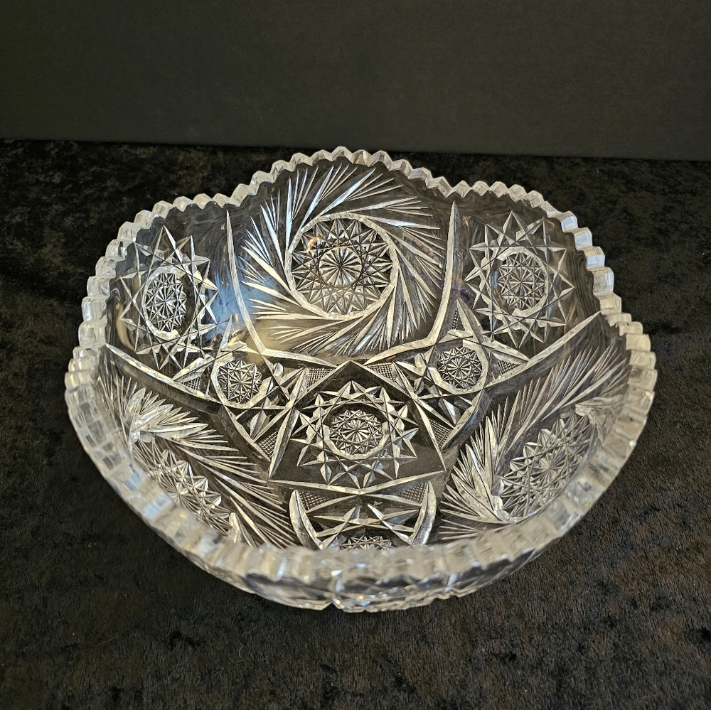 Vintage American Brilliant Period (ABP) Cut Glass 8 Inch Bowl